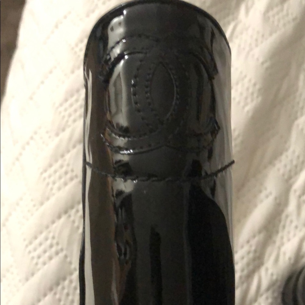 CHANEL Glossy Black Leather Boots